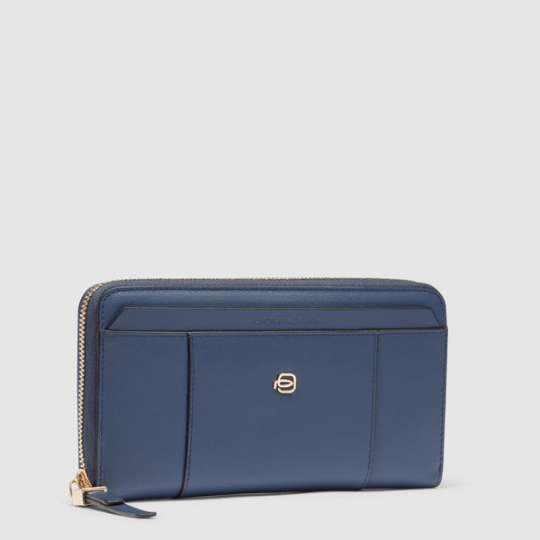 Zip-around women’s wallet with four dividers