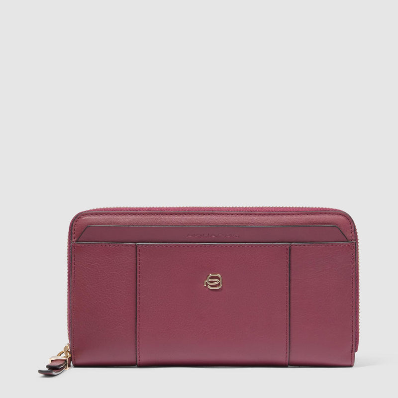 Zip-around women’s wallet with four dividers
