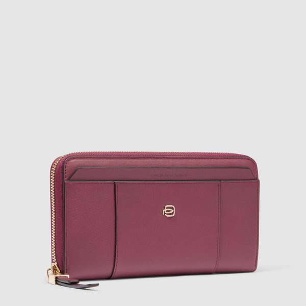 Zip-around women’s wallet with four dividers