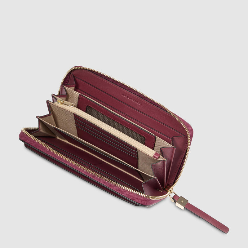 Zip-around women’s wallet with four dividers