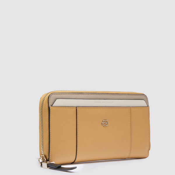 Zip-around women’s wallet with four dividers