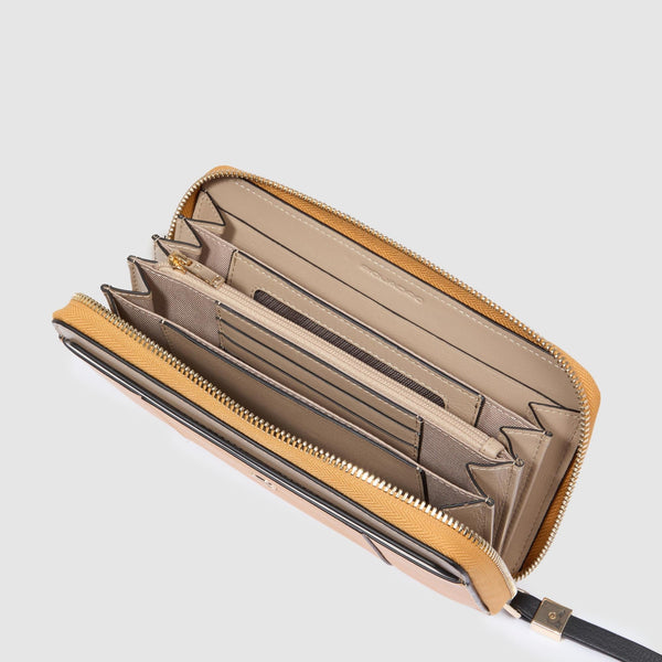 Zip-around women’s wallet with four dividers