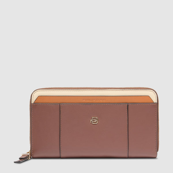 Zip-around women’s wallet with four dividers