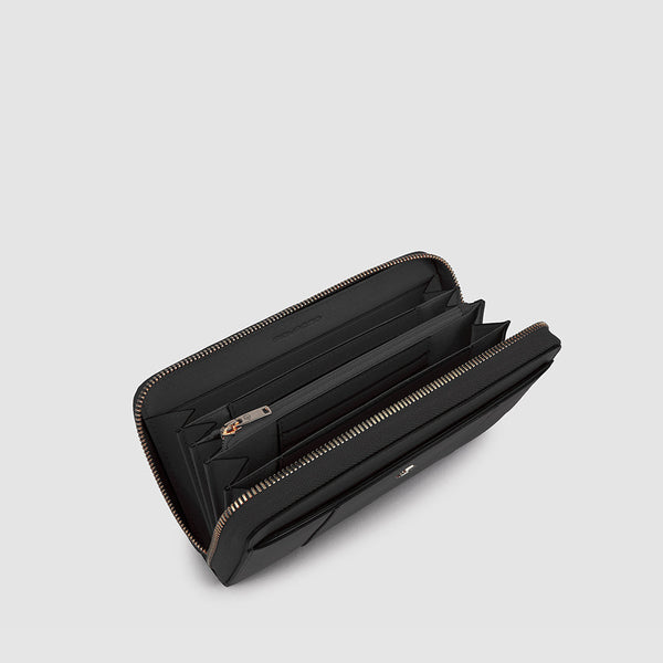 Zip-around women’s wallet with four dividers