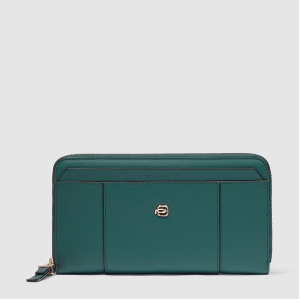 Zip-around women’s wallet with four dividers