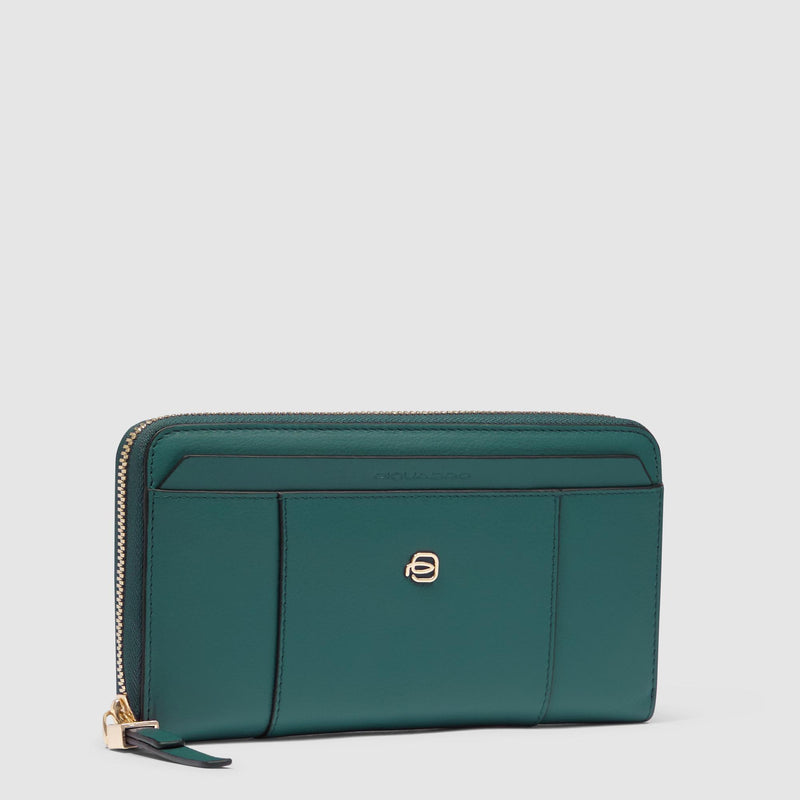 Zip-around women’s wallet with four dividers