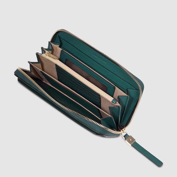 Zip-around women’s wallet with four dividers