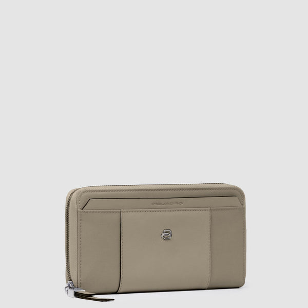 Zip-around women’s wallet with four dividers