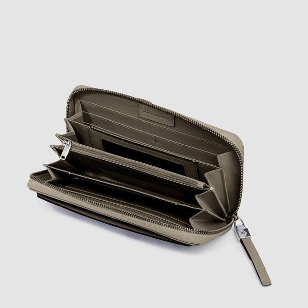 Zip-around women’s wallet with four dividers
