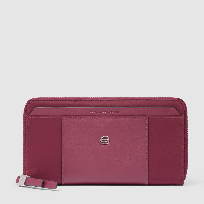 Zip-around women’s wallet with four dividers