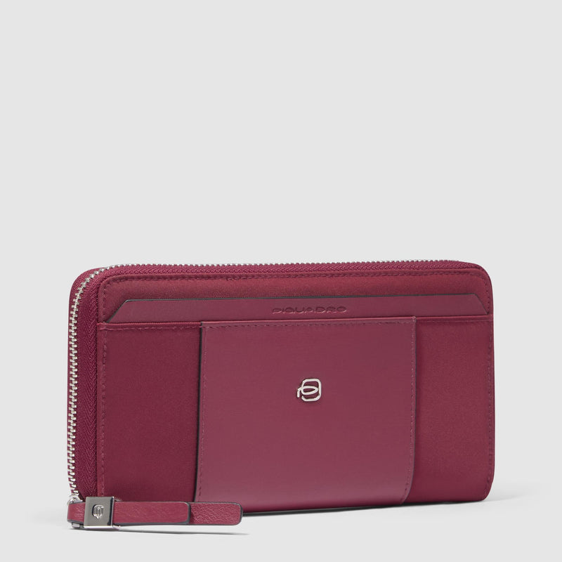 Zip-around women’s wallet with four dividers
