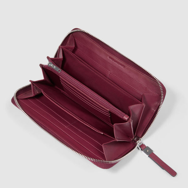 Zip-around women’s wallet with four dividers