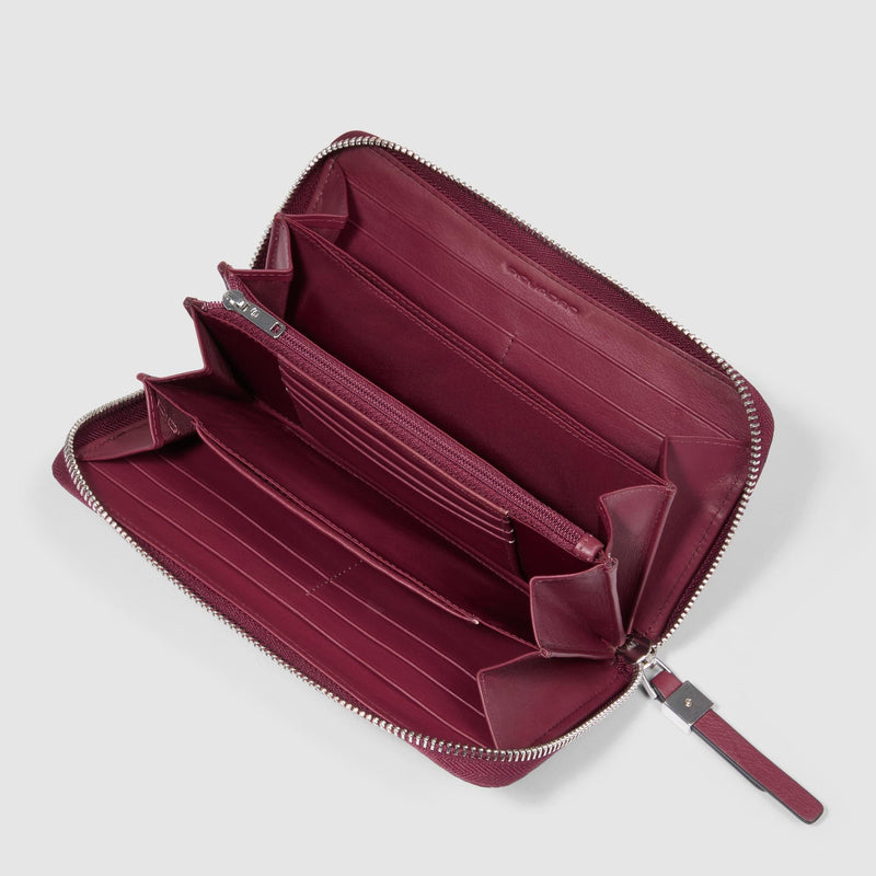 Zip-around women’s wallet with four dividers
