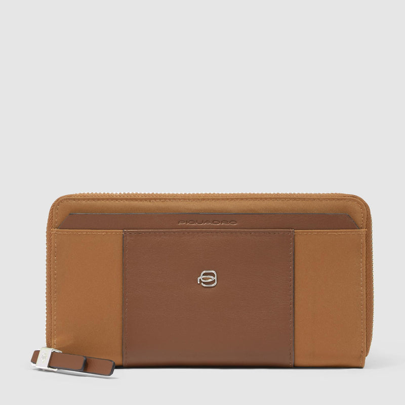 Zip-around women’s wallet with four dividers