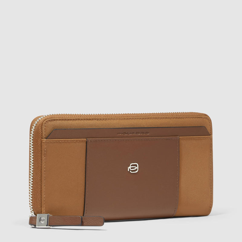 Zip-around women’s wallet with four dividers