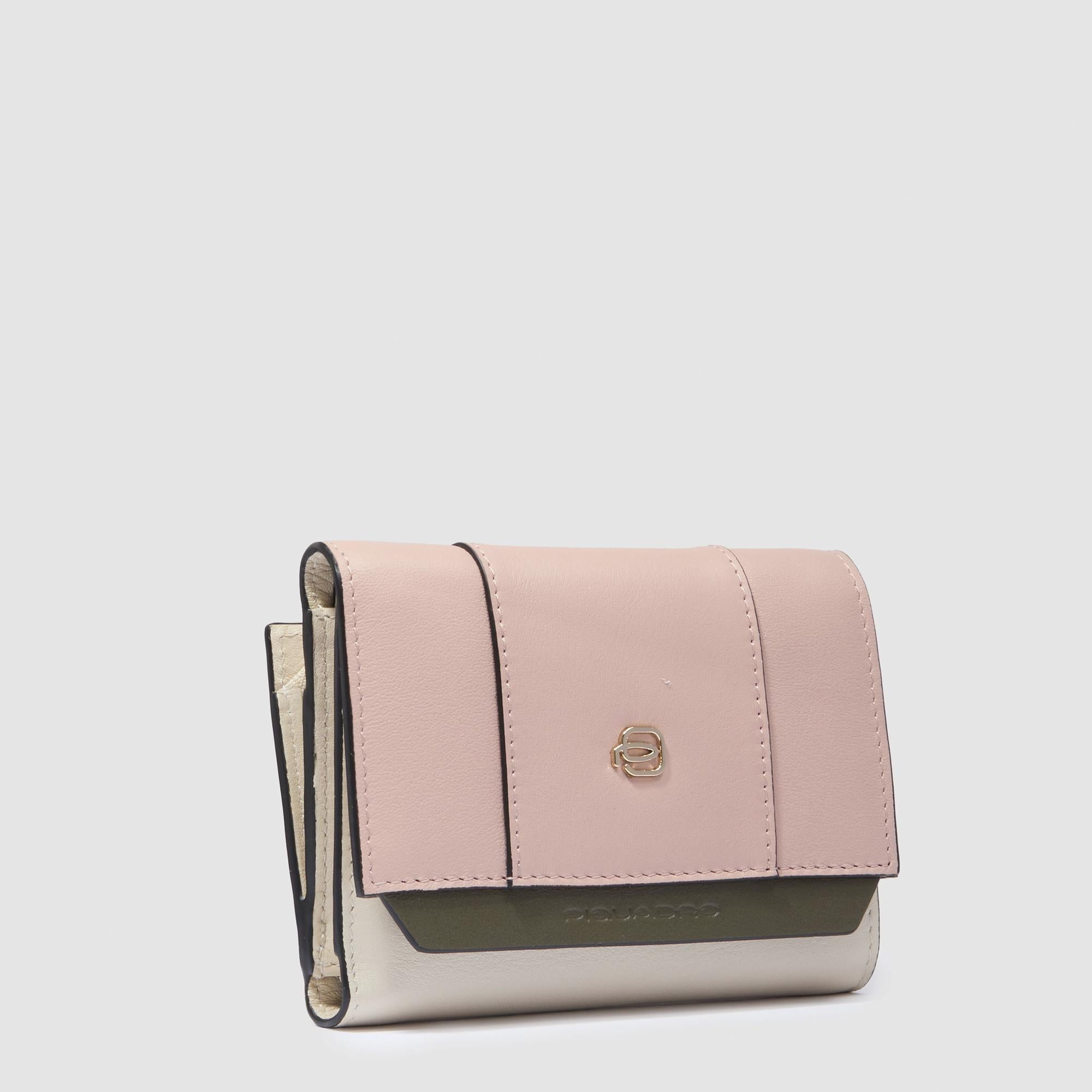 Women's trifold wallet, small pink/white - Main Image