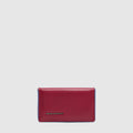 Slim Leather Business Card Holder Blue Square