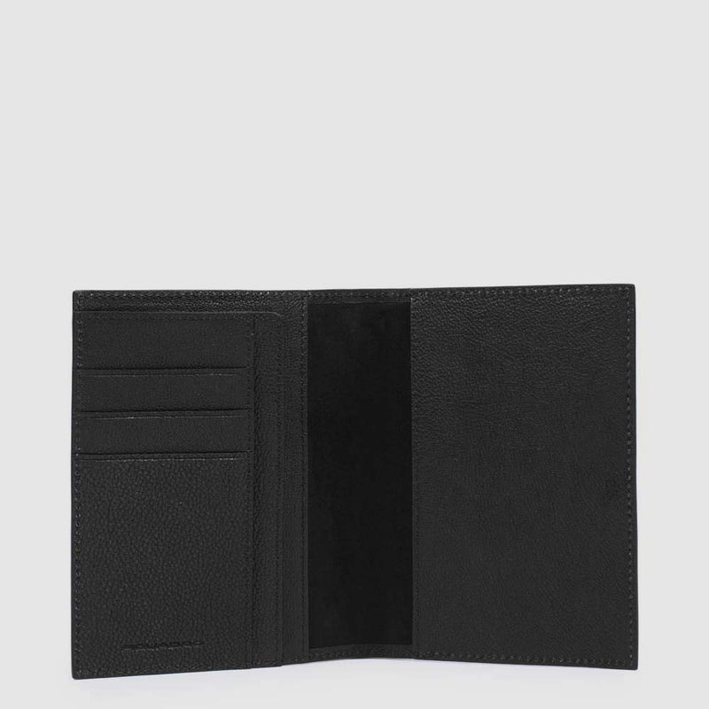 Prada Saffiano And Leather Passport Holder In Black