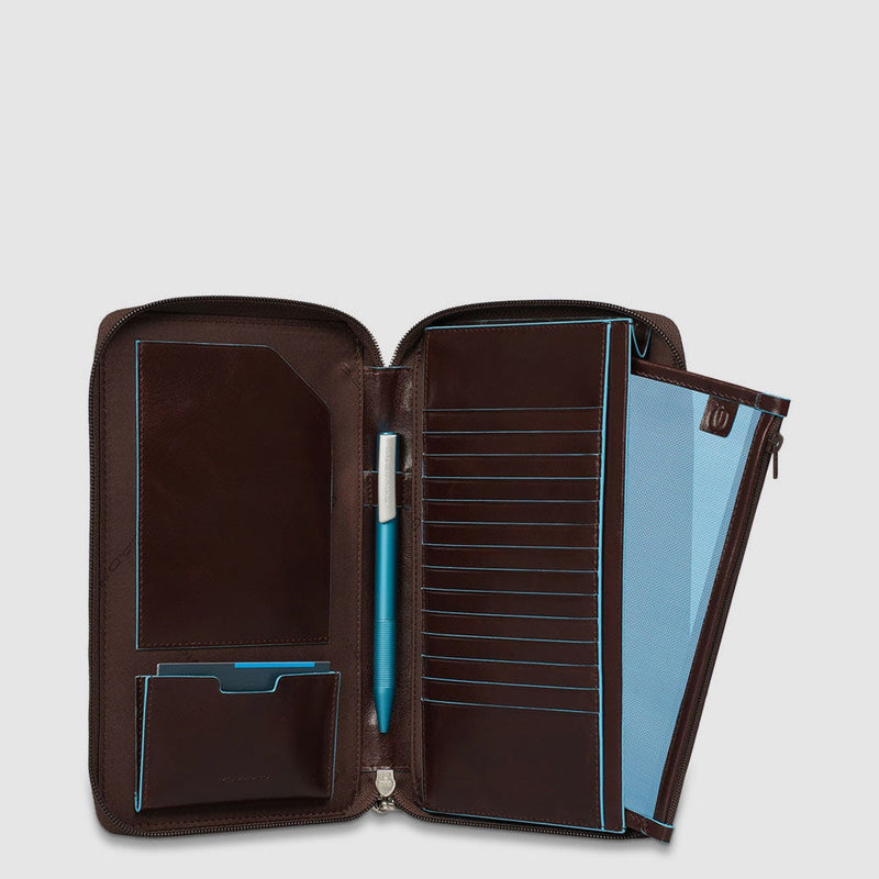 Zip-around travel document holder