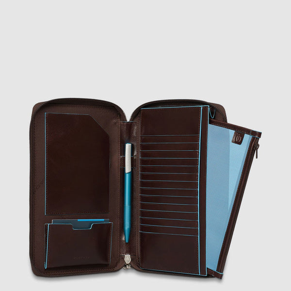 Zip-around travel document holder