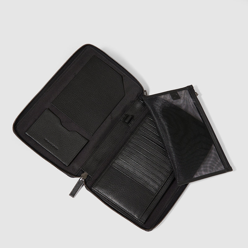 Zip-around travel document holder