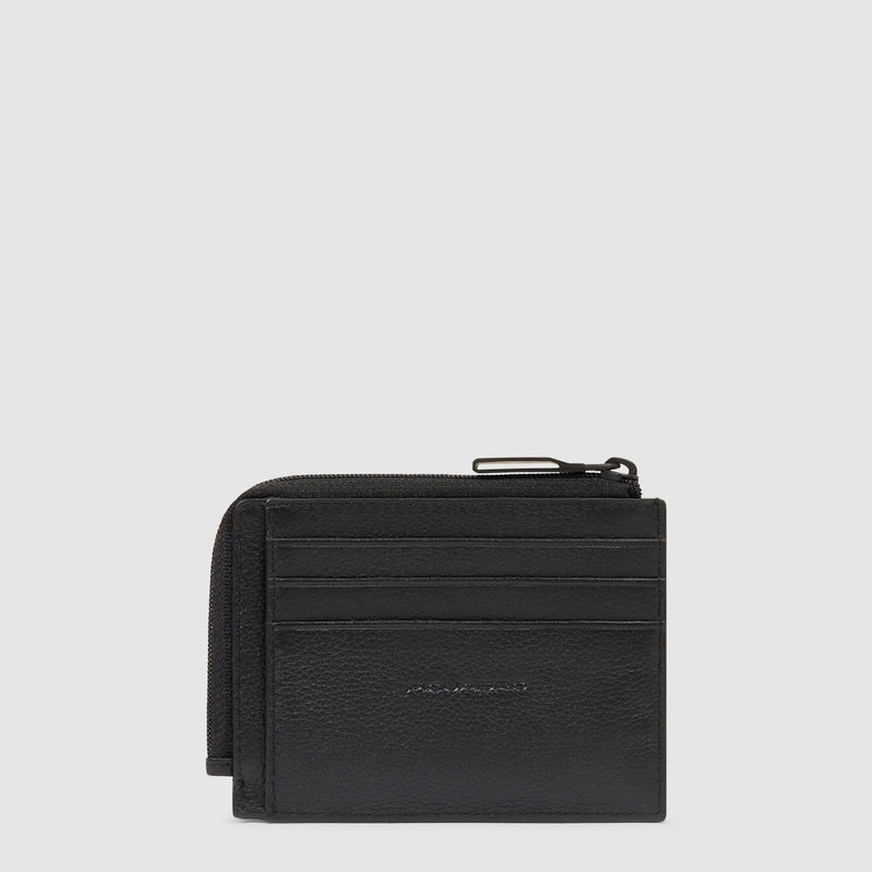 Zipped coin purse with document holder