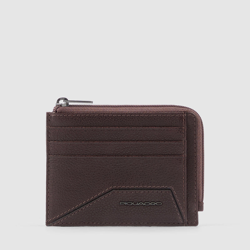 Zipper coin pouch with document holder