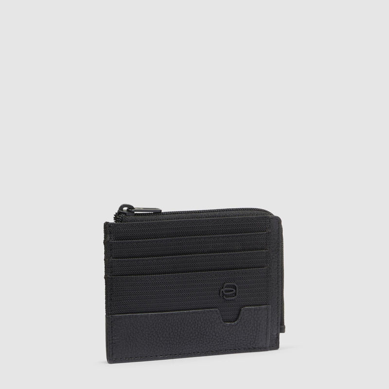 Zipped coin purse with document holder