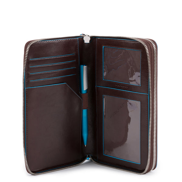 Zip-around document organizer and wallet with coin