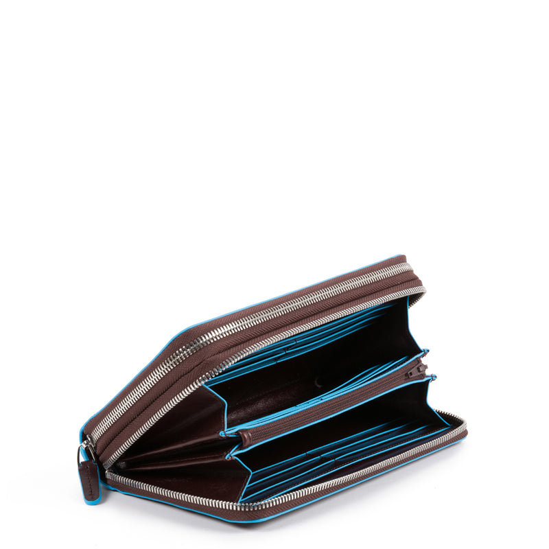Zip-around document organizer and wallet with coin
