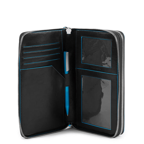 Zip-around document organizer and wallet with coin