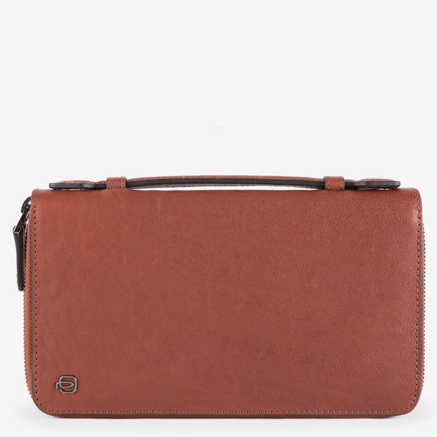 Zip-around document organizer and wallet with coin