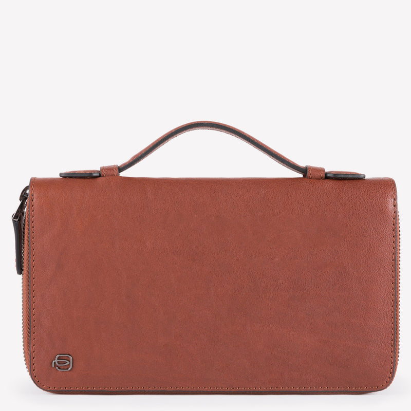 Zip-around document organizer and wallet with coin
