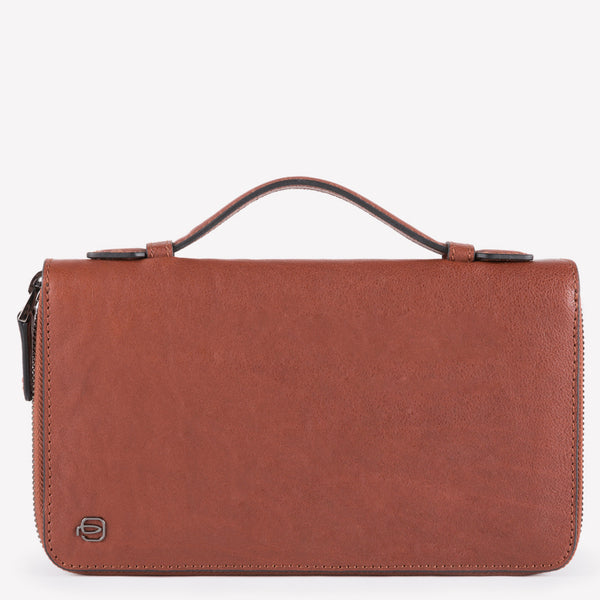 Zip-around document organizer and wallet with coin