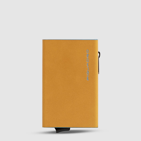 Compact Leather Wallet with Pop-Up Card Holder - Yellow