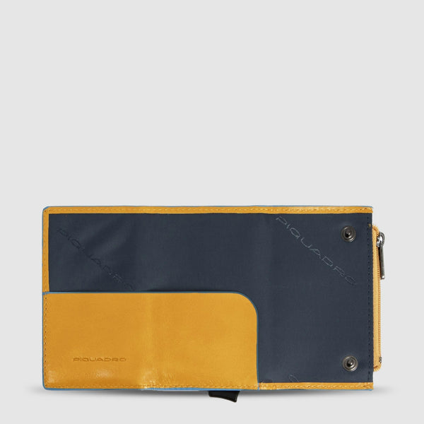 Compact Leather Wallet with Pop-Up Card Holder - Yellow - photo 3