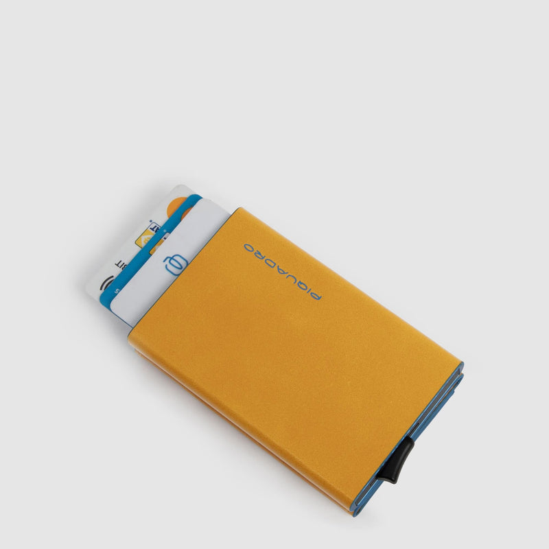 Compact Leather Wallet with Pop-Up Card Holder - Yellow - photo 4