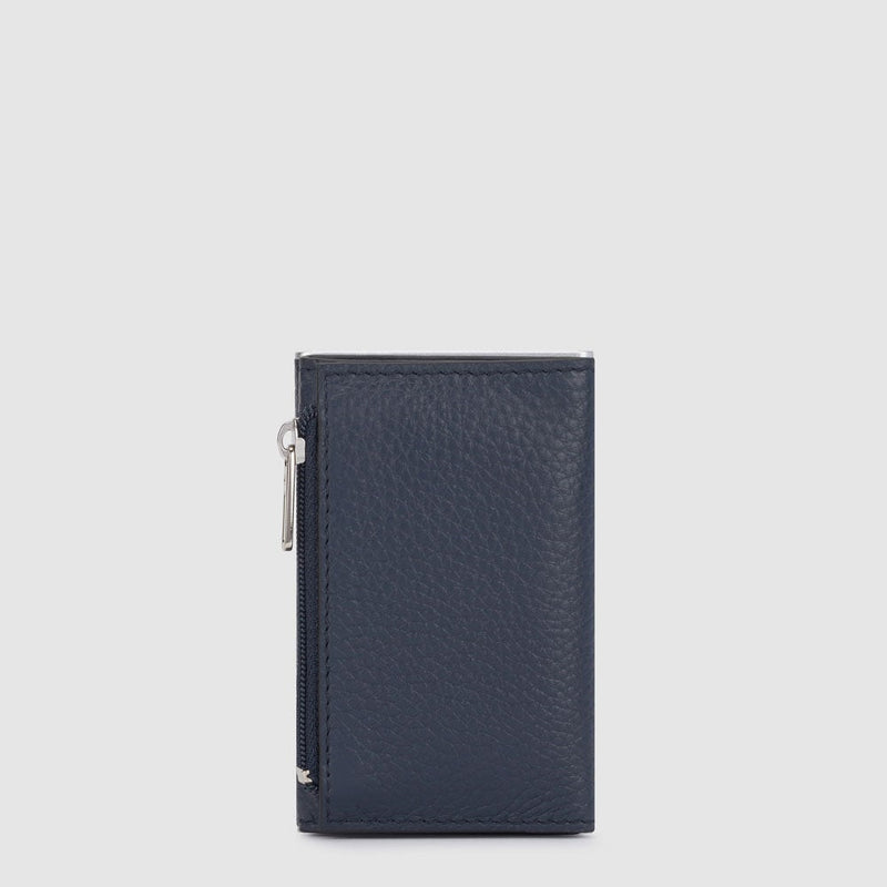 Compact wallet with sliding system and coin pocket