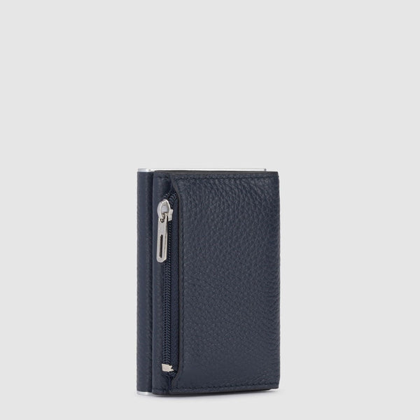 Compact wallet with sliding system and coin pocket