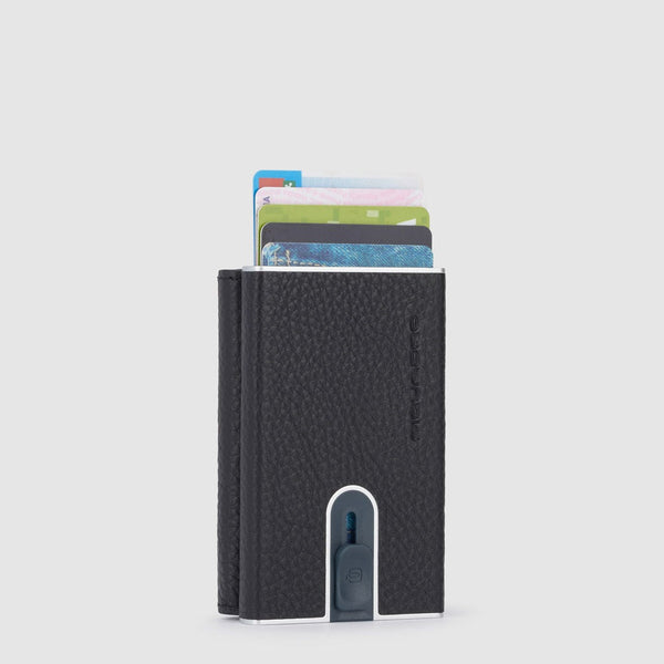 Compact wallet with sliding system and coin pocket