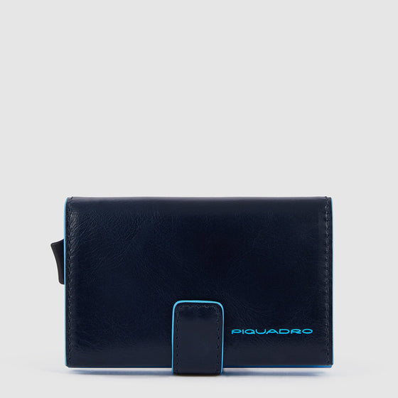 Pop-Up Metal and Leather Card Holder - Night blue - photo 2