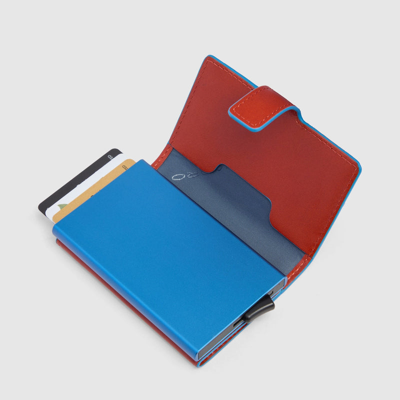 Pop-up Card Holder in Metal and Leather with RFID