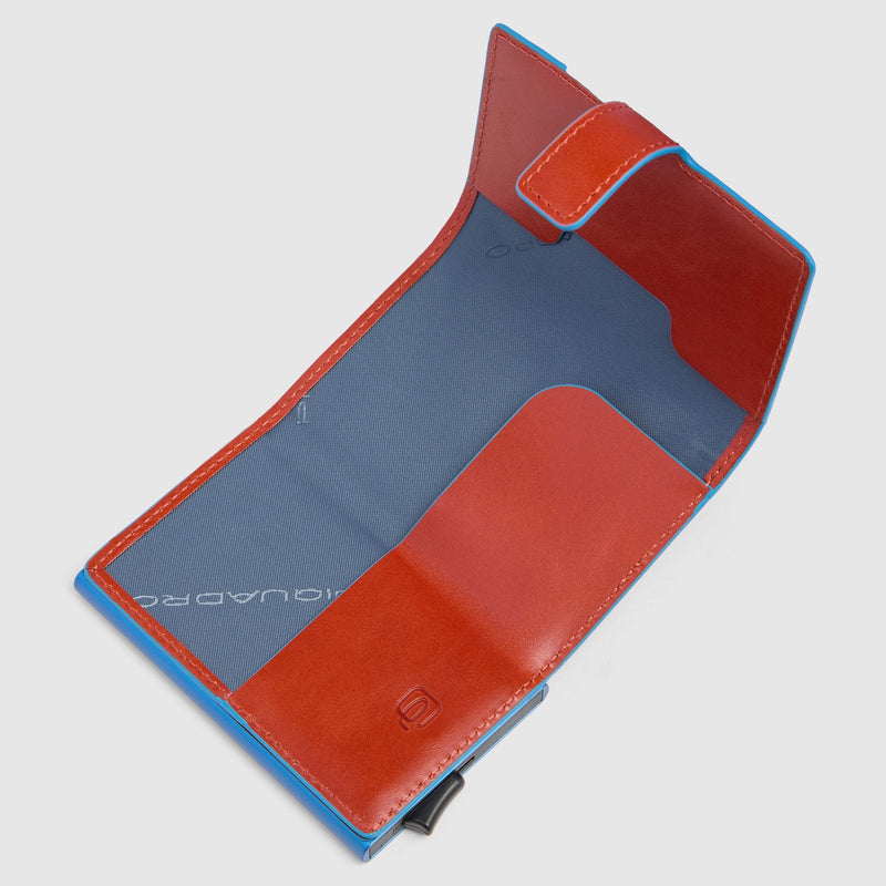 Pop-up Card Holder in Metal and Leather with RFID