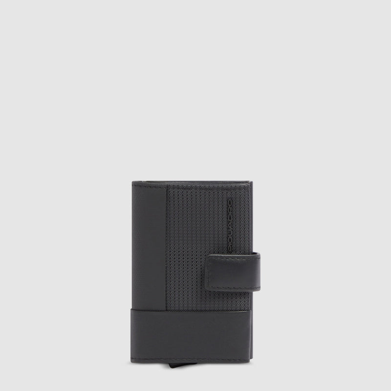Pop-Up Metal and Leather Card Holder with RFID Protection