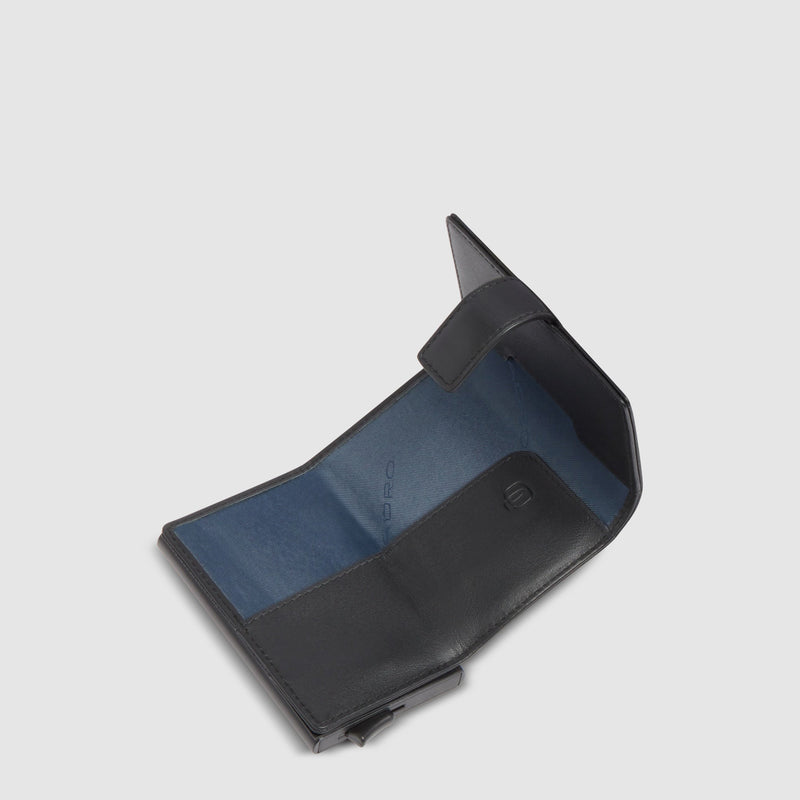 Pop-Up Metal and Leather Card Holder with RFID Protection