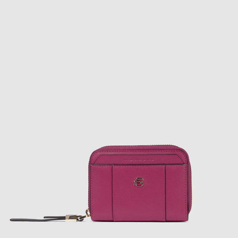 Piquadro Zip-around women’s wallet with four dividers