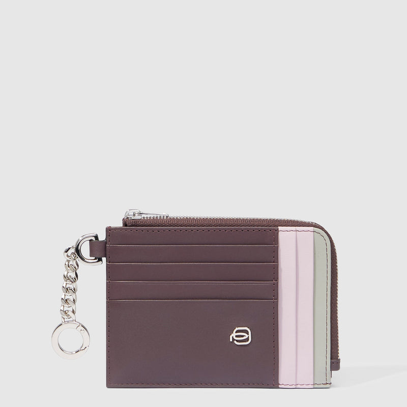 Women's Leather Card Holder, 8 Slots & RFID Protection - Dark purple/Purple
