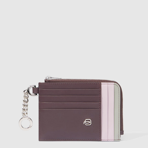 Women's Leather Card Holder, 8 Slots & RFID Protection - Dark purple/Purple
