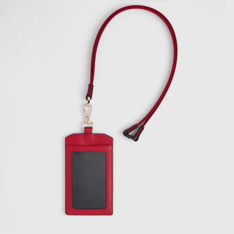Slim Leather Badge Holder with Carabiner Clip - 7