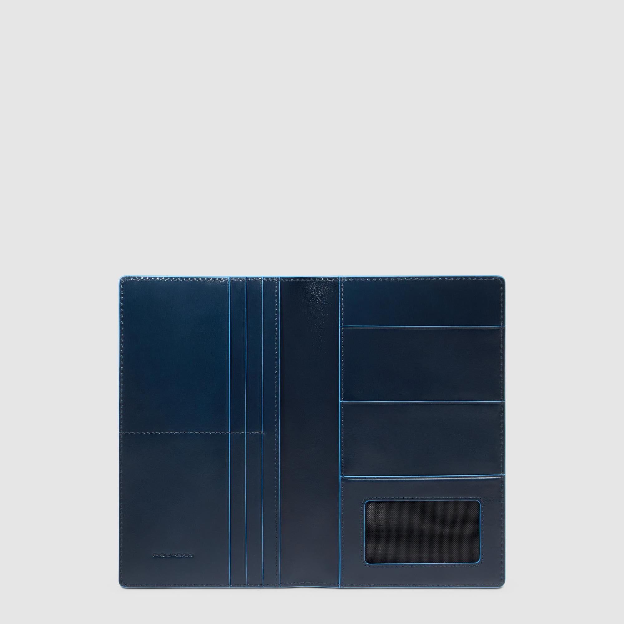 Portafoglio Da Viaggio Porta Passaporto In Nylon Blu Navy, Organizer Per Documenti E Carte, Con Portachiavi